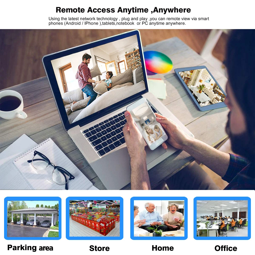 Камера видеонаблюдения HD 8 каналов 4 МП AHD DVR шт. 40 м|dvr system|hd camera cctv4ch 1080p |