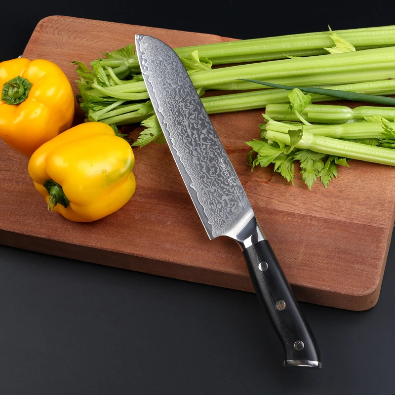 New SUNNECKO 8 inches Santoku Knife Damascus Steel Kitchen Knives Japanese VG10 Cooking Tool Sharp Chef