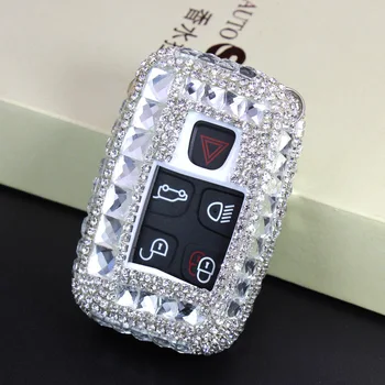 

Diamond Bling Car Remote Key Case Shell Cover Key Cover For Land Rover RANGE ROVER SPORT Evoque Freelander Discovery 4