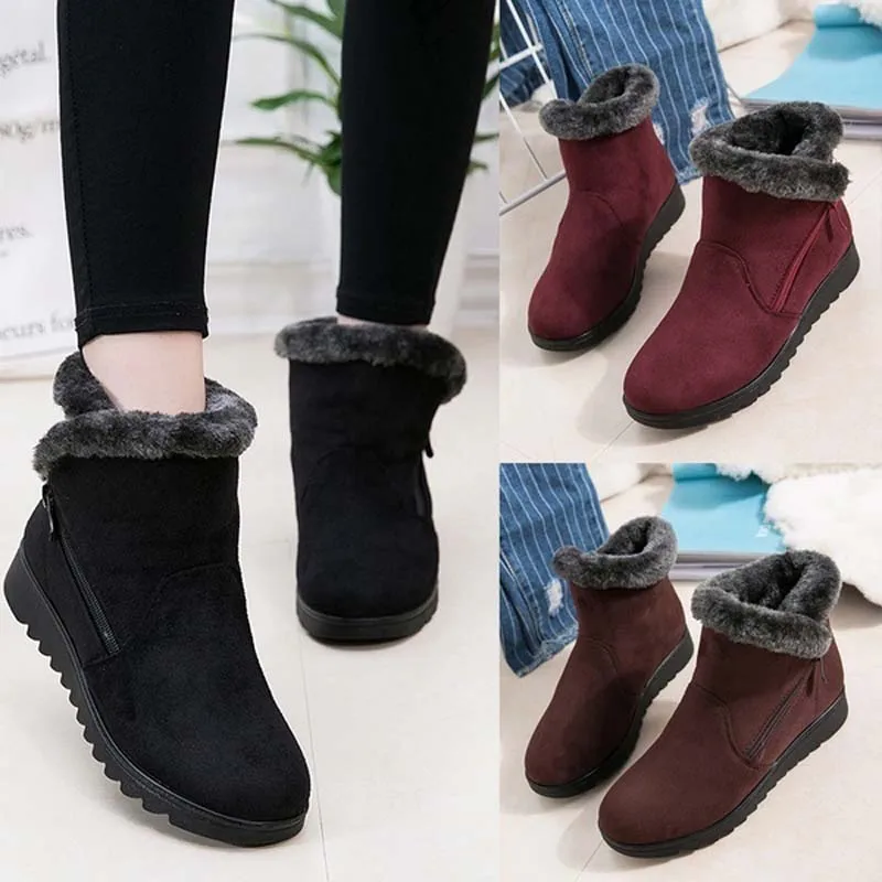 

DAFENP Snow Boots Women shoes woman Warm Plush Winter Ankle Boot Plus Size Suede Shoes Comfort botas mujer bota feminina