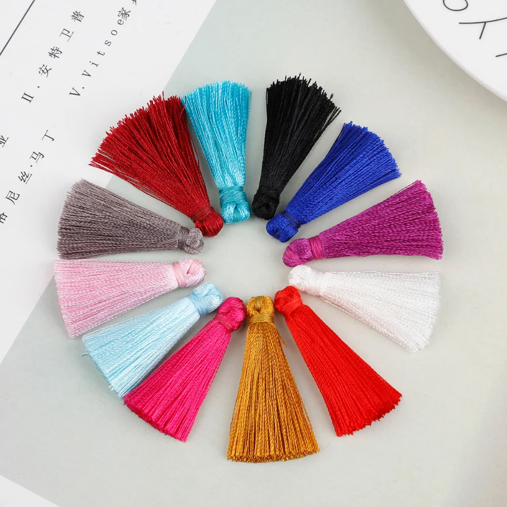 

10-20Pcs/lot Mix Color 35mm Polyester Silk Tassel Earrings Charms Chinese Knot Cotton Tassels For Jewelry Making DIY Borlas Piel
