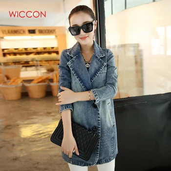 

Autumn Spring Women's Jean jacket Loose Denim Long Jacket Slim Denim Jacket Women 2020 Cowboy Coat Female WICCON