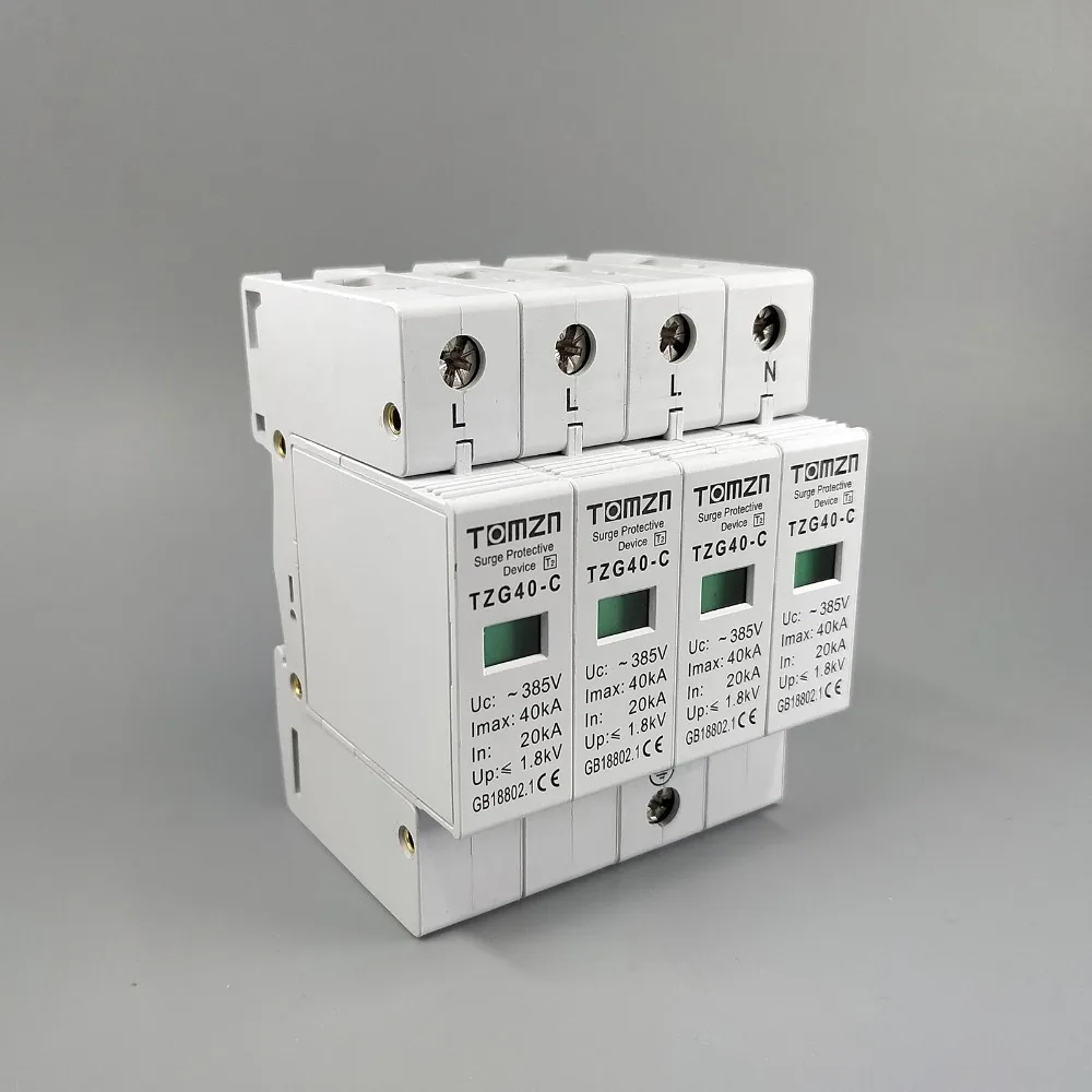 AC SPD 3P + N 20KA ~ 40KA C 385VAC дом Защита от перенапряжения защитное устройство низкого