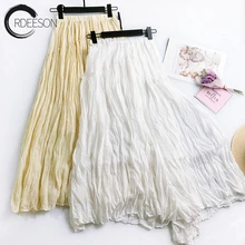 ORDEESON Новая мода лето девушки асимметрия, Длинные Ближний Талия юбки белый раза элегантный Повседневное женские Костюмы
