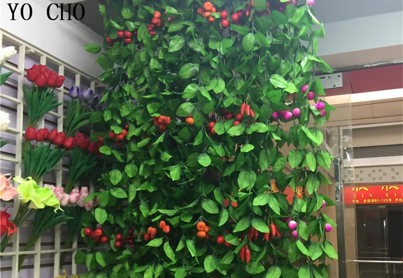 Artificial Flowers 2.4M Plastic Fruits and Vegetables Vine Leaves Fake Rattan Branches Plant Display for Home Wedding Decoration2_