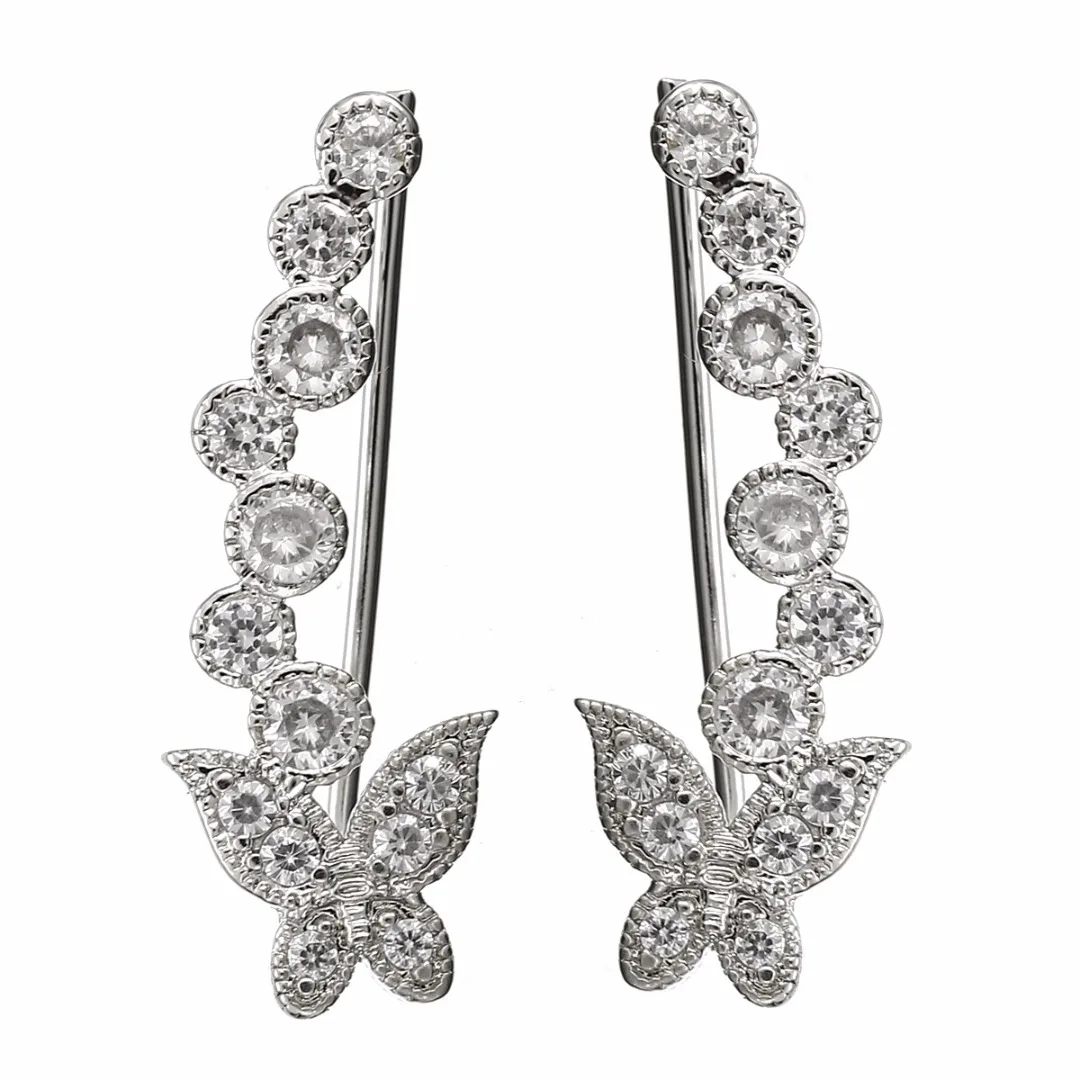 Punk Butterfly Ear Crawler Earrings Shellhard Ear Cuff Earring Silver Color Ear Climber Jewelry For Women Clip Earring