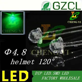 

Ultra bright DIP LED 4.8mm helmet green led diode 120 degree wide angle 3.0-3.5V(Free shipping)