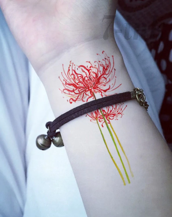 Водная переводная поддельная татуировка, красный паук, цветок лилии, тату, водостойкая Временная флэш-тату для женщин, для девочек, 10,5*6 см