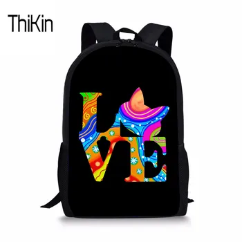 

THIKIN Love Cat Schoolbag For Teenagers Girls Boys Brand Designer Kawaii Print School Bag Backpacks Female Shoulder Bag Satchel
