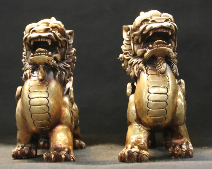 

6 " Chinese Copper fly Folk dragon beast animal PiXiu Statue sculpture a pair R0710 B0403