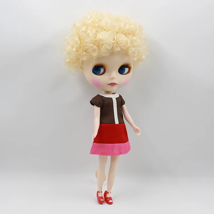 

Free shipping Nude Doll For Series No. 70BL0519 Golden short curly hair Suitable For DIY BJD Toy For Girl