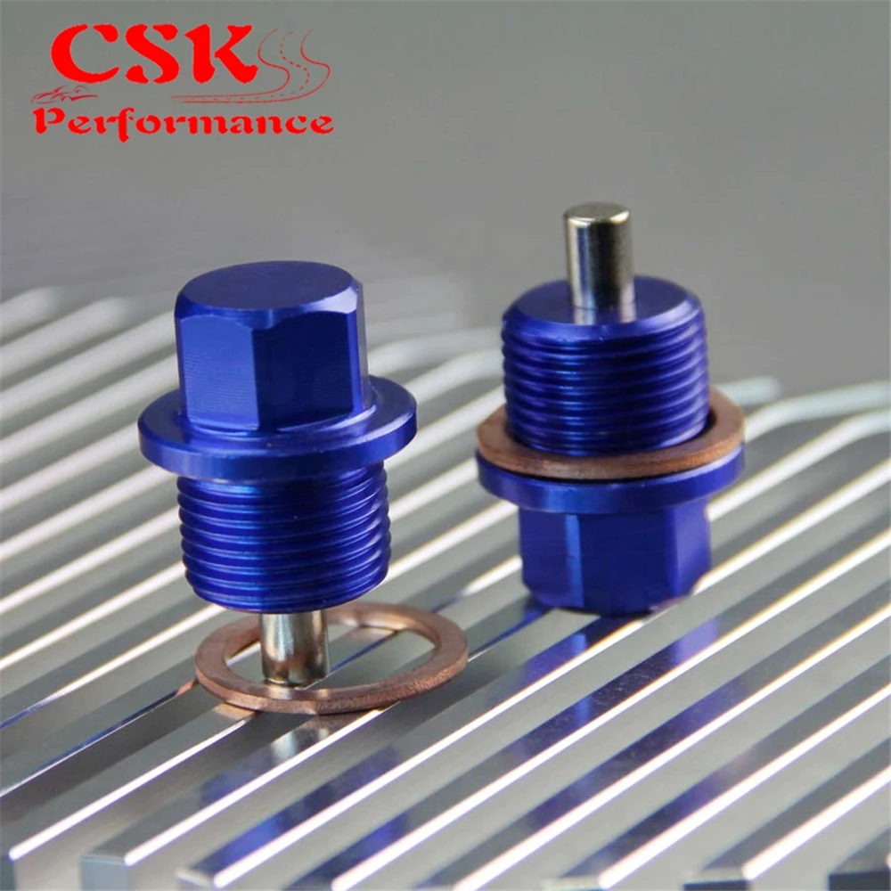 M20X1.5mm SILVER Anodized Magnetic Engine Oil Pan Drain Plug Bolt Washer Kit