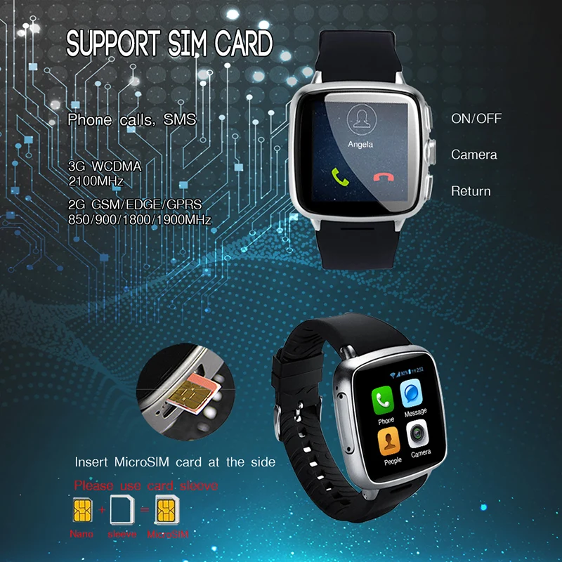 Z01 512 Оперативная память 4G Встроенная Смарт часы Для мужчин sim карты Android MT6572