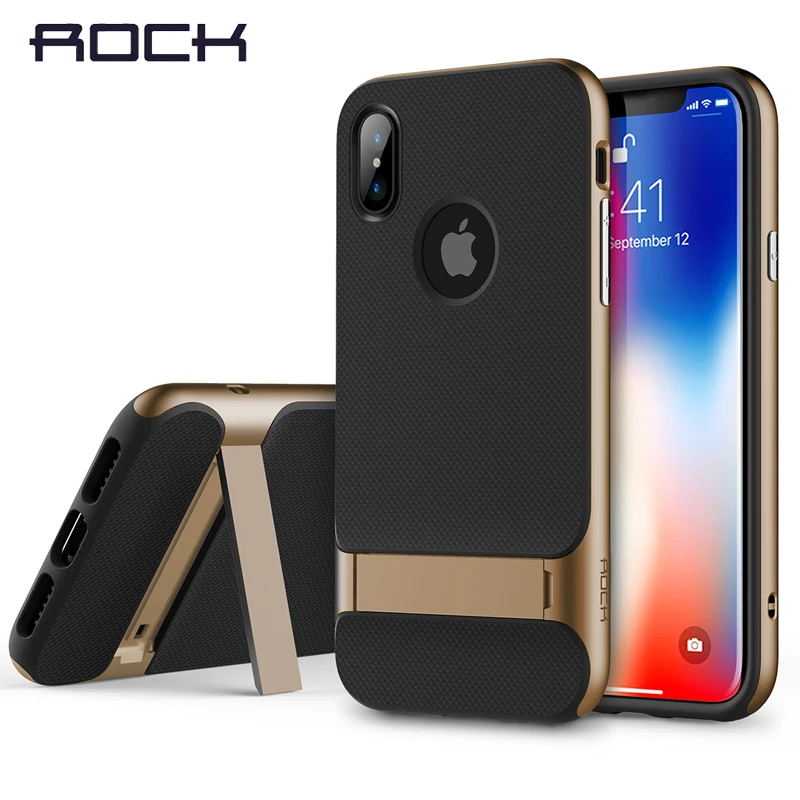 

TPU+PC For iPhone X Case Original Rock Royce Holder Series Kickstand Anti-knock Protection Case For iPhone X 10 Phone Back Cover