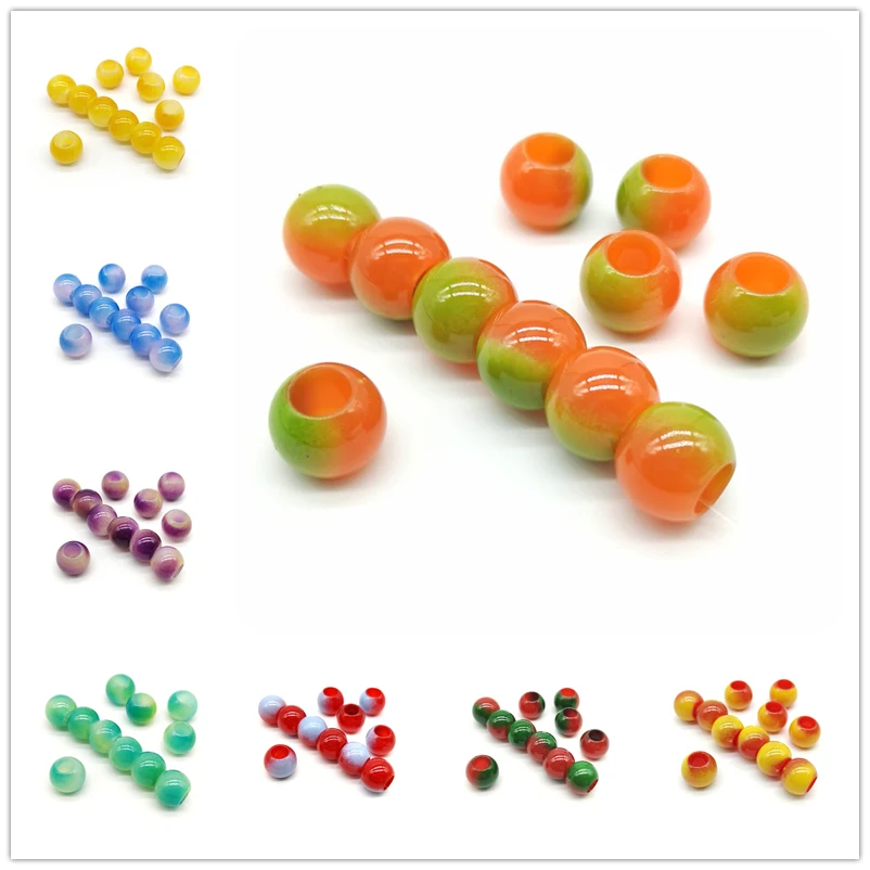20 pcs 12mm Big Hole Beads Round Beads for Jewelry Making Acrylic Beads Multicolor Loose Bead Jewelry DIY Accessory