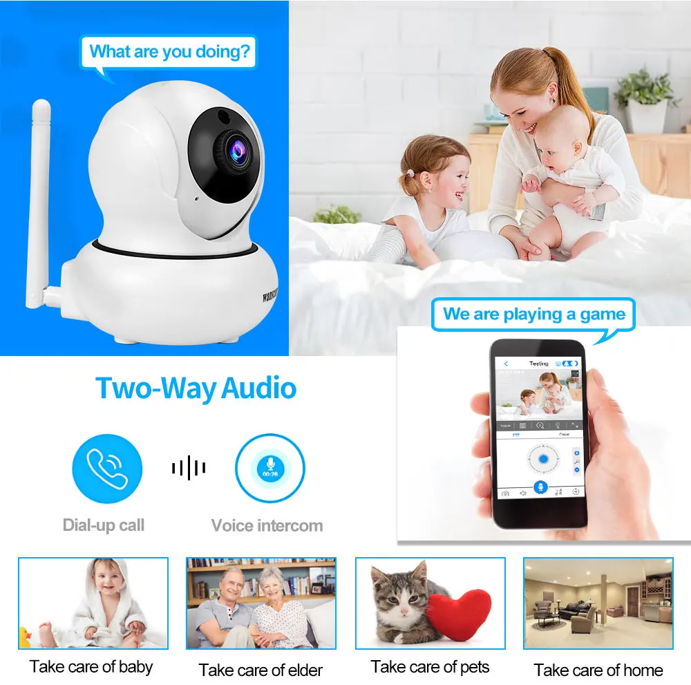 Câmera de Vigilância Monitor do Bebê ip sem Fio Wanscam Câmera fi Vídeo Campainha Rede Cctv Visão Noturna Detecção Movimento 1080 p wi 7 Câmeras de vigilância