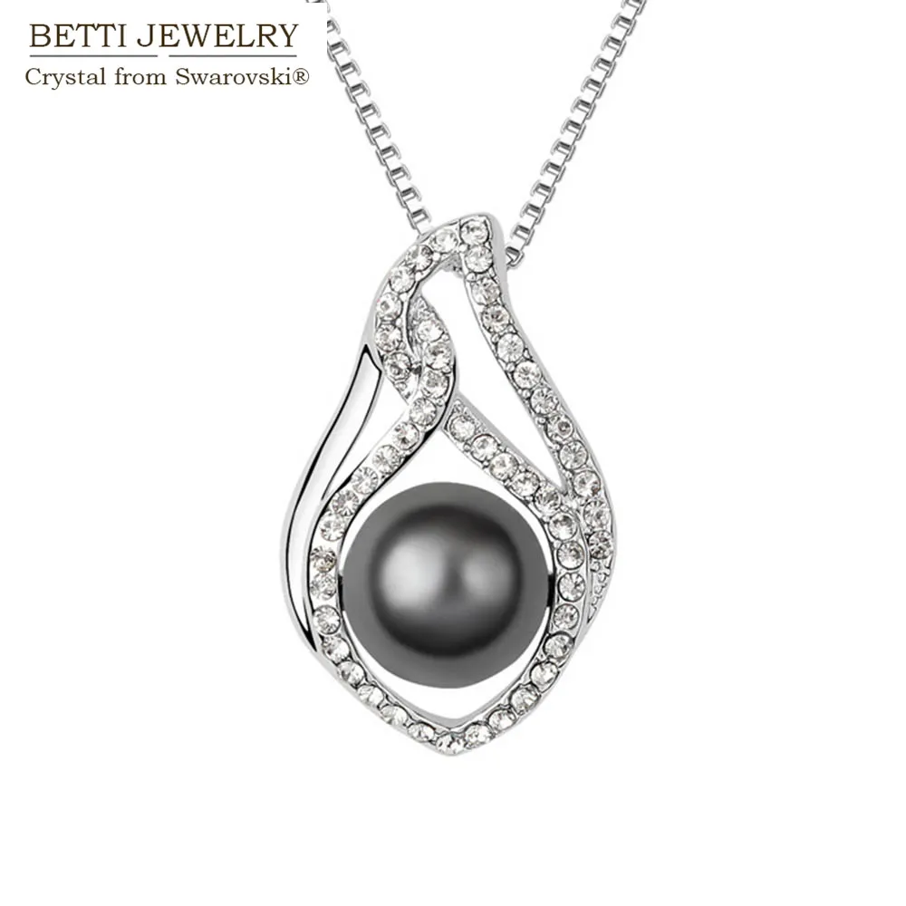 

2016 Hot Sale Charming Fashion drop pearl pendant necklace With Crystals from SWAROVSKI for mother's Day gift