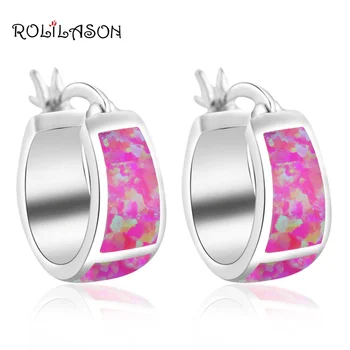 

Fine Jewelry Floating charms Fantastic Hoop Earrings for women Red Fire Opal Silver Stamped Fashionl Jewelry OE359