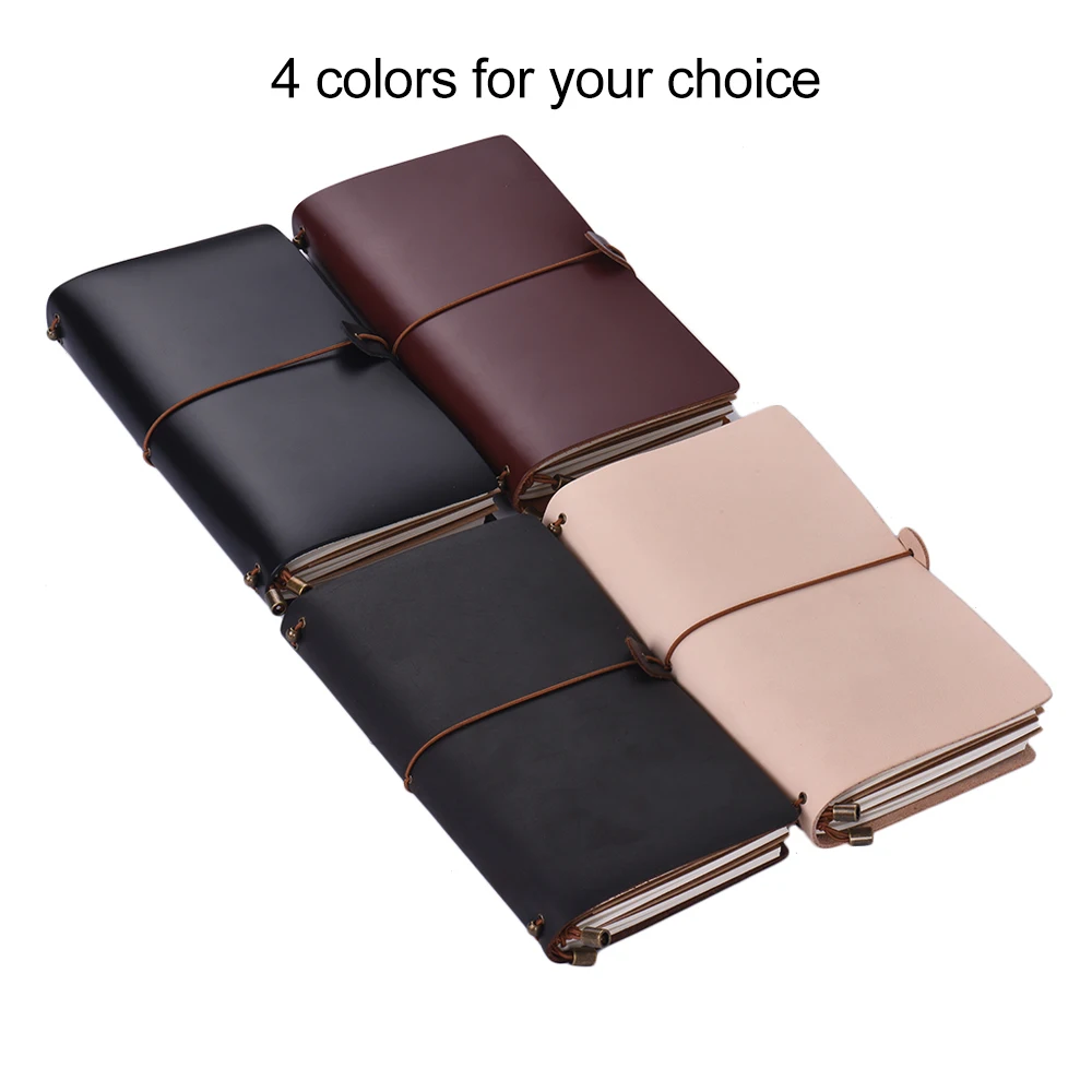 

Leather Journal Travel Notebook Refillable Diary Notepad Lined Blank Grid Paper Card for Travelers Business Sketching & Writing