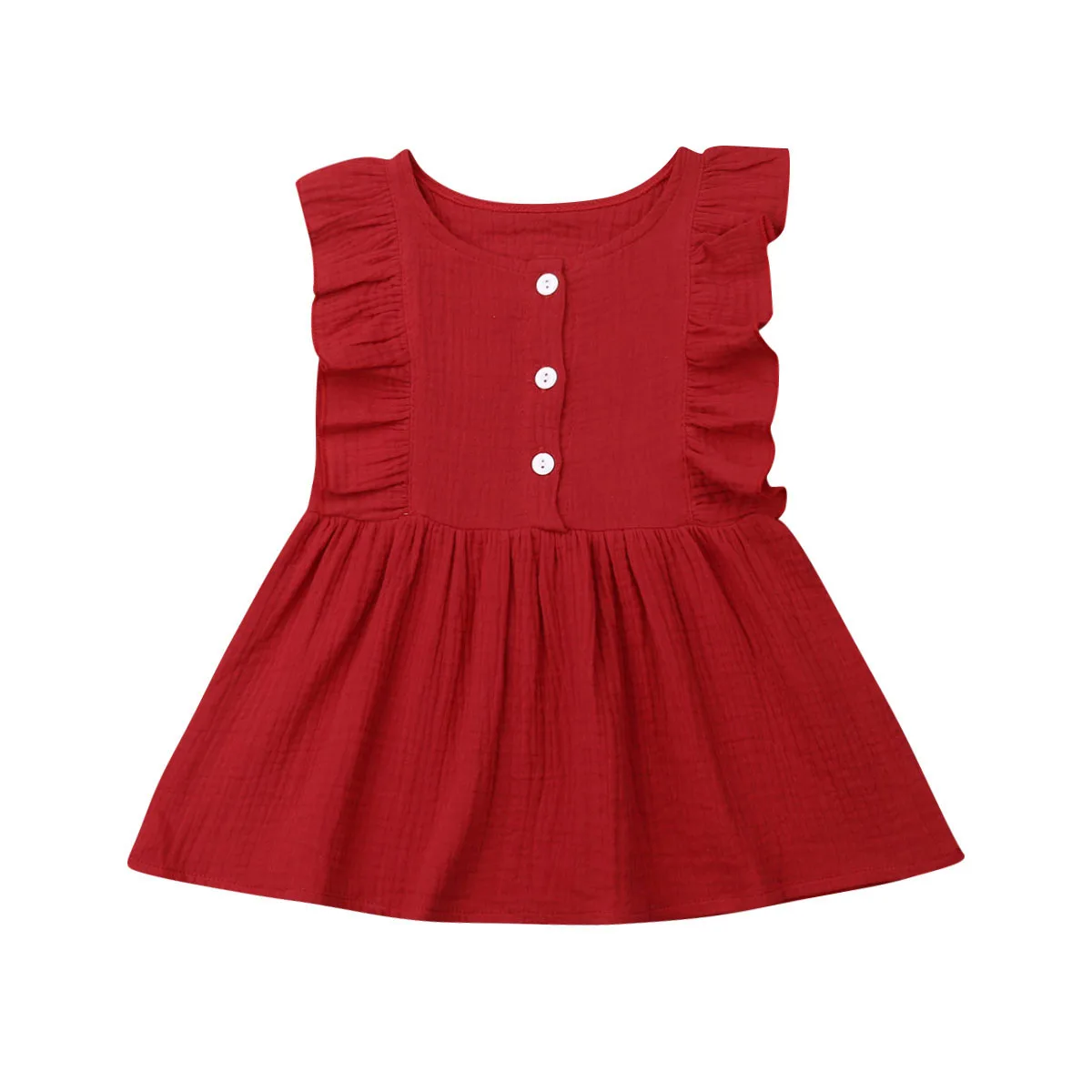 

Imcute Newest Fashion Toddler Kids Baby Girls Red Formal Party Pageant Princess Causal Cotton Tutu Gown Button Dress Sundress
