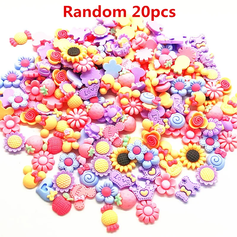 

Mixed 20Pcs Cute Cartoon Flower Animal food Resin DIY Flat back Cabochons Kids Craft Decoration Scrapbooking Charms Accessories