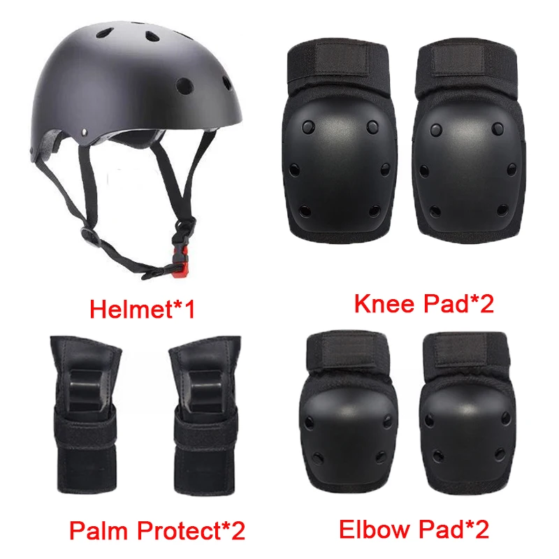 

7pcs/Set Sports Protective Gear Running Baseball Knee Support Pads+Elbow Pads+Wrist Protector tutore gomito Cycling Helmet