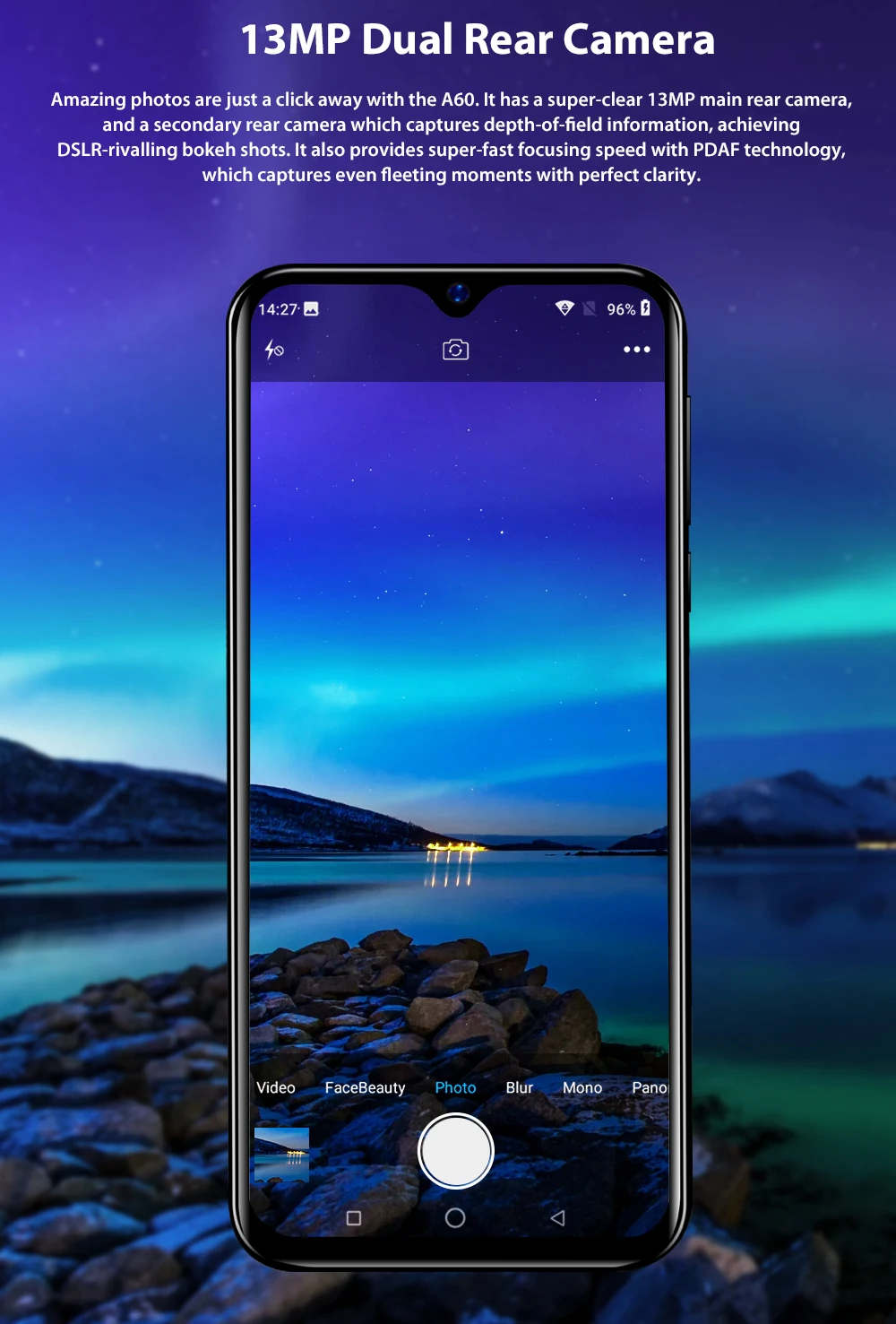 Blackview A60 смартфон 4080 мАч Android 8,1 13 МП Двойная камера мобильный телефон MT6580A четырехъядерный 6," экран капли мобильный телефон