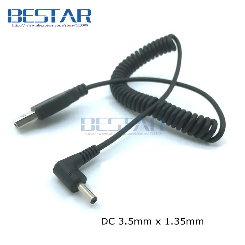 USB To Jack DC 4.0*1.7mm & 4.7*1.7mm & 5.5*2.1mm & 5.5*3.0mm & 3.5*1.35mm 스트레치 케이블, 직각 전원 충전 스프링 케이블 1m