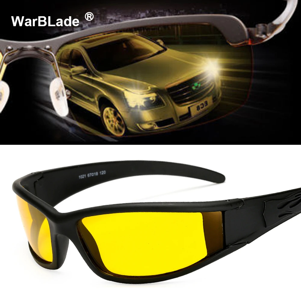 Мужские и женские солнцезащитные очки, очки для вождения автомобиля, очки с УФ-защитой, унисекс, HD желтые линзы, солнцезащитные очки, ночное видение, WarBLade