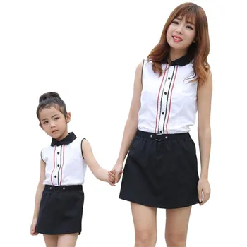 

Family Clothing Mother Daughter T shirt and skirt Clothes set Family Matching Outfits Summer Mom Girl Fashion mom daughter dress