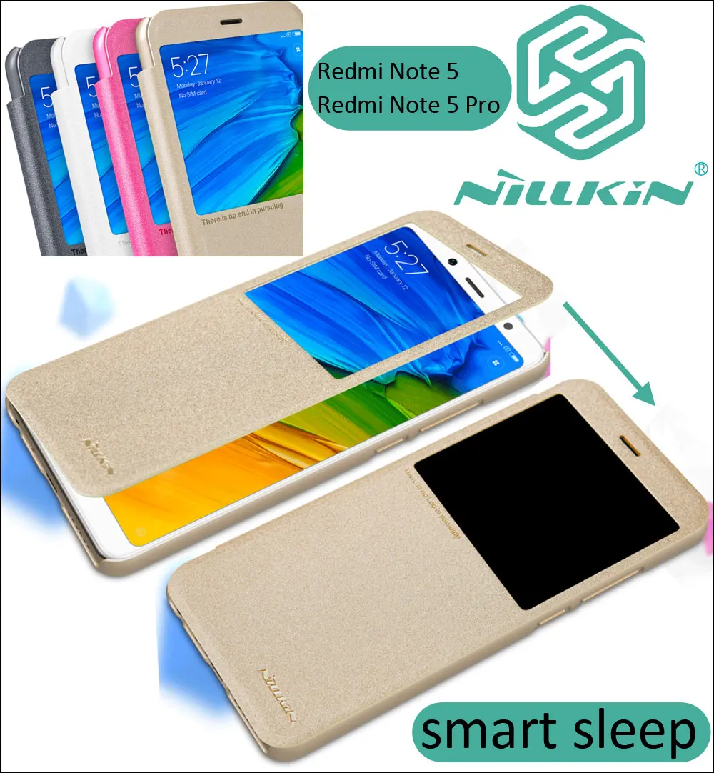 

Nillkin Sparkle PU Leather Case For Xiaomi Redmi Note 5 Pro Note5 Smart Sleep Window Flip Cover