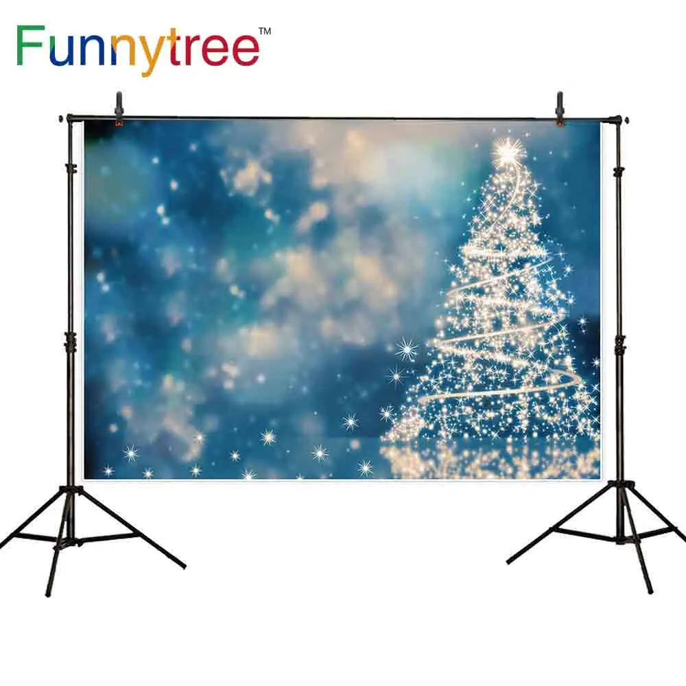 Рождественский фон Funnytree фотография синий боке Белый Абстрактный свет дерево