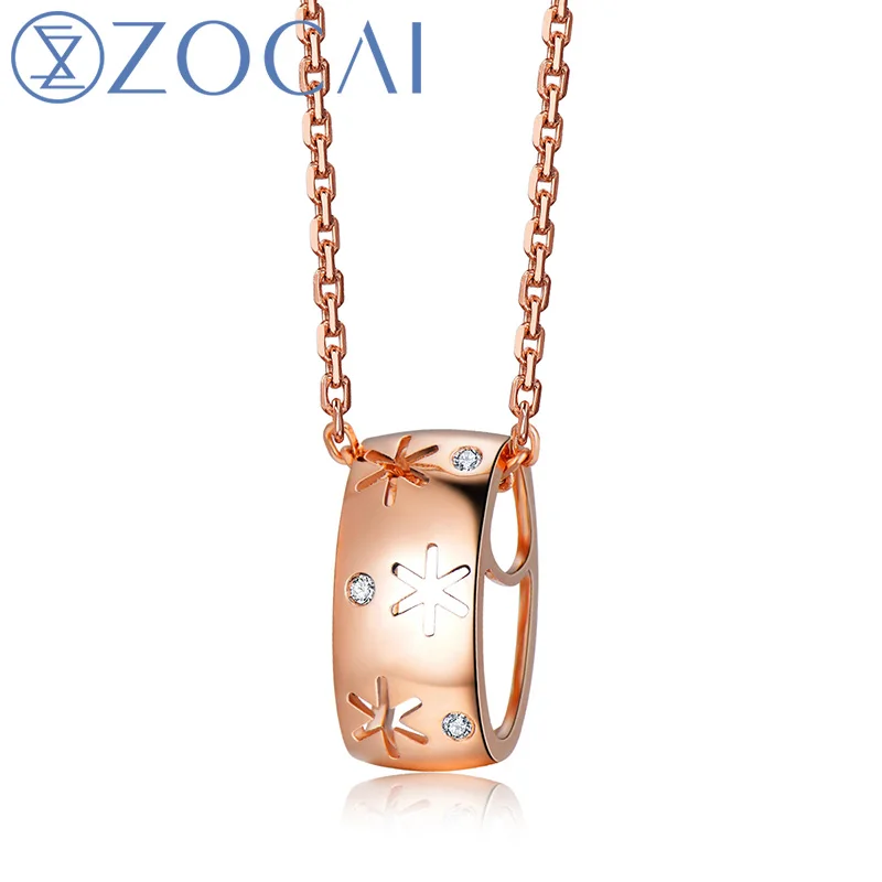 

ZOCAI design choker ICE and FIRE Series 0.01 ct real diamond pendant 18K rose gold with 925 silver Chain D80083T