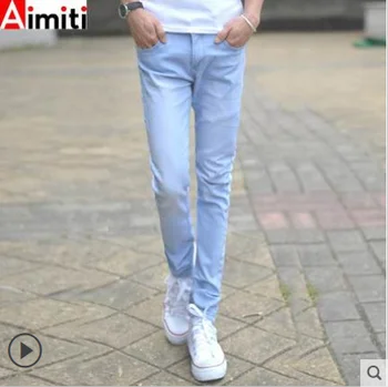 

Spring/summer 2020 youth pure color jeans men Cultivate one's morality straight leisure air permeability trousers