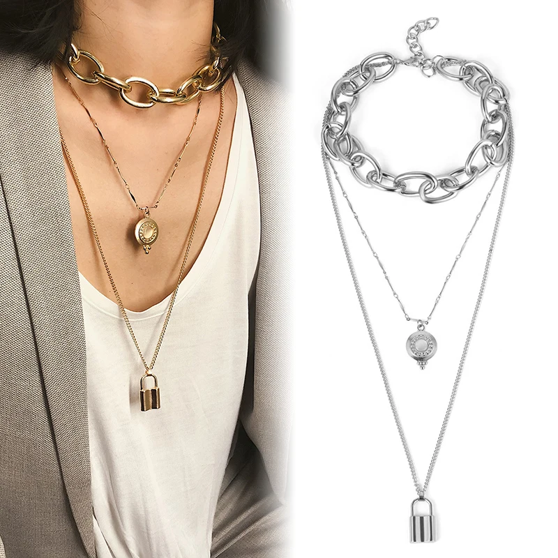 

Boho Multi Layer Chain Pendant Choker Necklace Fashion Women Statement Jewelry Female Accessories
