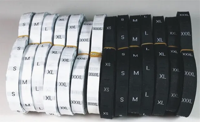 1000pcs Black White Garment Woven Size Clothing Label Damask Baby