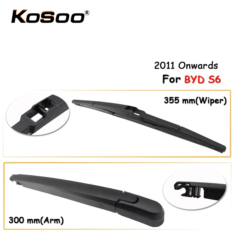 

KOSOO Auto Rear Car Wiper Blade For BYD S6,355mm 2011 Onwards Rear Window Windshield Wiper Blades Arm,Car Accessories