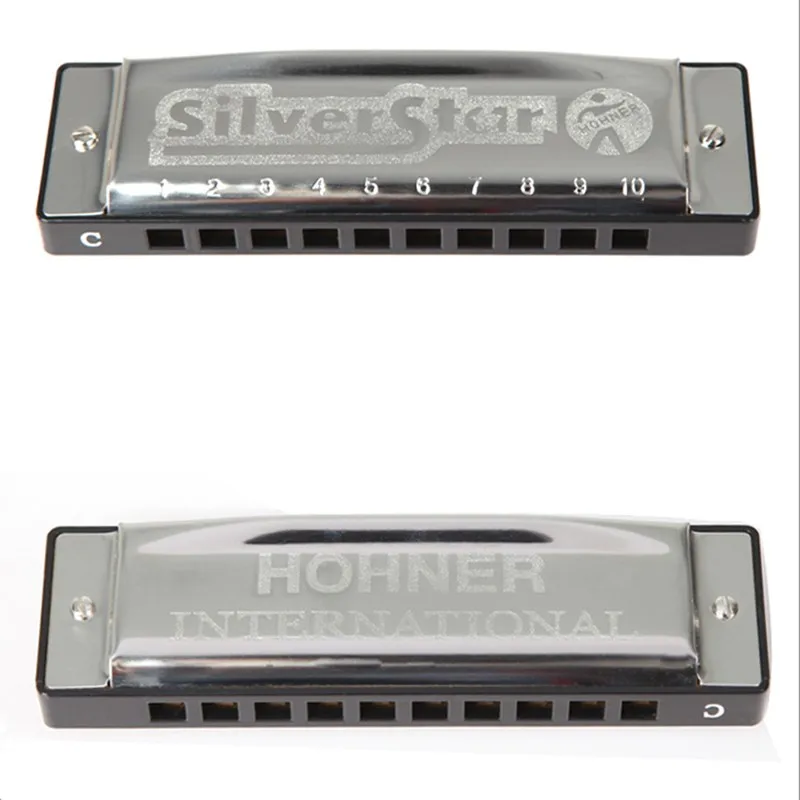 Хит продаж Hohner гармоника Silver Star 10 Отверстия Gaita диатоническая Ключ C блюз, Джаз группа гармошка Instrumentos musicais арфа