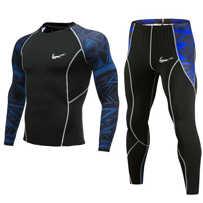 

Autumn Winter Warm Jogging Suit Gym Quick-drying Clothes Compression Sports Suit Men's Long-sleeved Training Leggings S-4XL