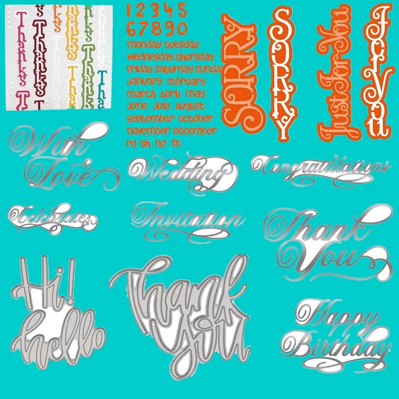 Numbers Letters Thank you Metal Cutting Dies Stencils For DIY Scrapbooking Decoration Embossing Supplier Handcraft Die Cut 2019