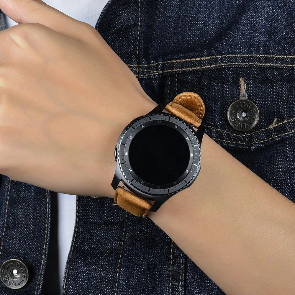 22 мм винтажный ремешок из натуральной кожи для samsung gear S3 Frontier, ремешок для часов gear S3, классический браслет с быстроразъемными контактами