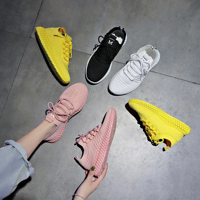 

New Spring Women Shoes Flats Lady Fashion Casual Breathable Sneakers Mesh Walking Shoes Women Sport Flat Chunky Lace Up Shoes
