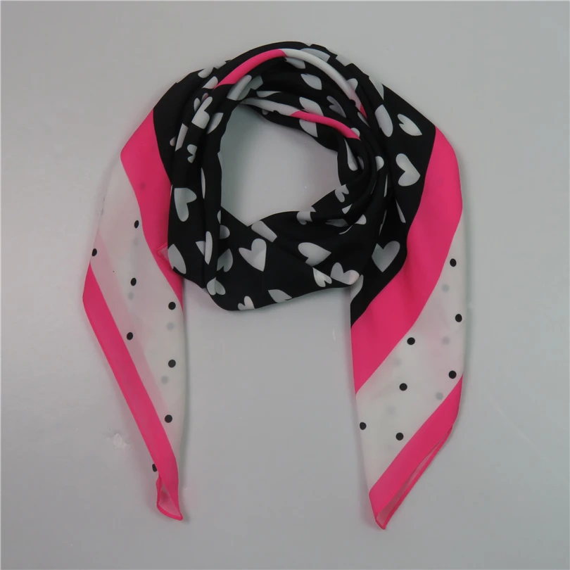 

Print Square Scarf Women Heart Dots Polyester Rose Red Hijab Neckerchief Lady Gift Soft Scarf Female Summer Wrap Shawl Bandana
