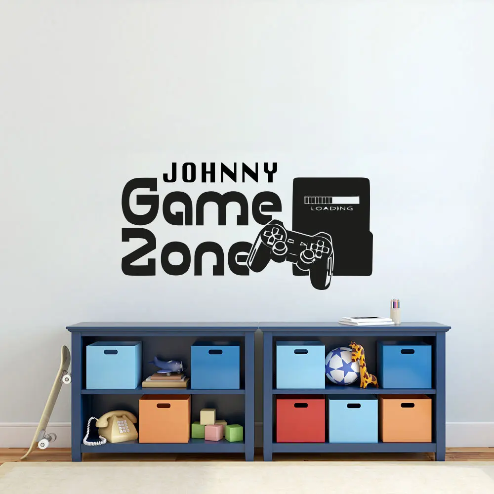 

Gamer Wall Sticker Customized Name Game Zone Wall Decal Video Game Controller Wallpaper Kids Bedroom Vinyl Wall Art Decal AY1196