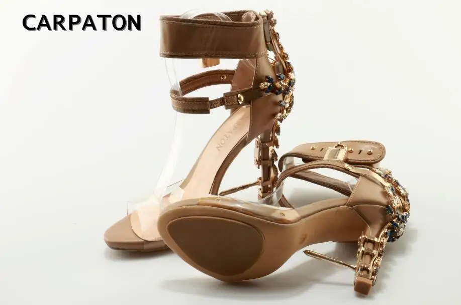 Sandale À Embelli Femme Talons Sexy Carpaton Cadenas Pictures Ouvert Cristal Patchwork Transpartent Hauts Bout Vente Chaude Pvc As wwqF8p