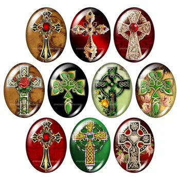 

Beauty Vintage Cross Blessed 13x18mm/18x25mm/30x40mm mixed Oval photo glass cabochon demo flat back Jewelry findings TB0042