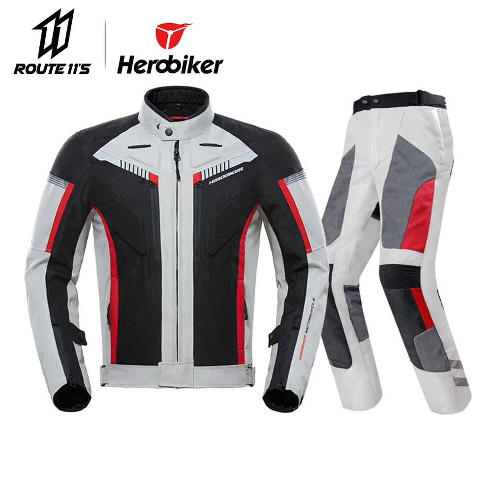 Herobiker мотоциклетная куртка защитная Шестерни Для мужчин мото куртки ветрозащитный Мотоцикл Cruiser Touring Костюмы плащ - Цвет: suit
