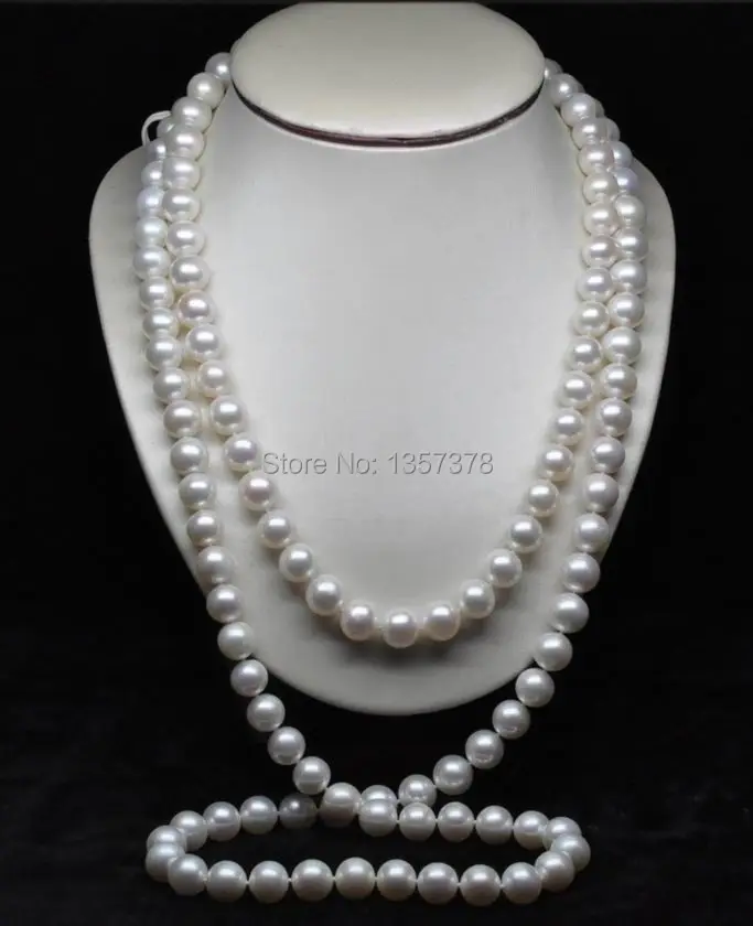 

huij 002922 Very Nice 10-11MM AAA white Round pearl necklaces 60 Inch Long