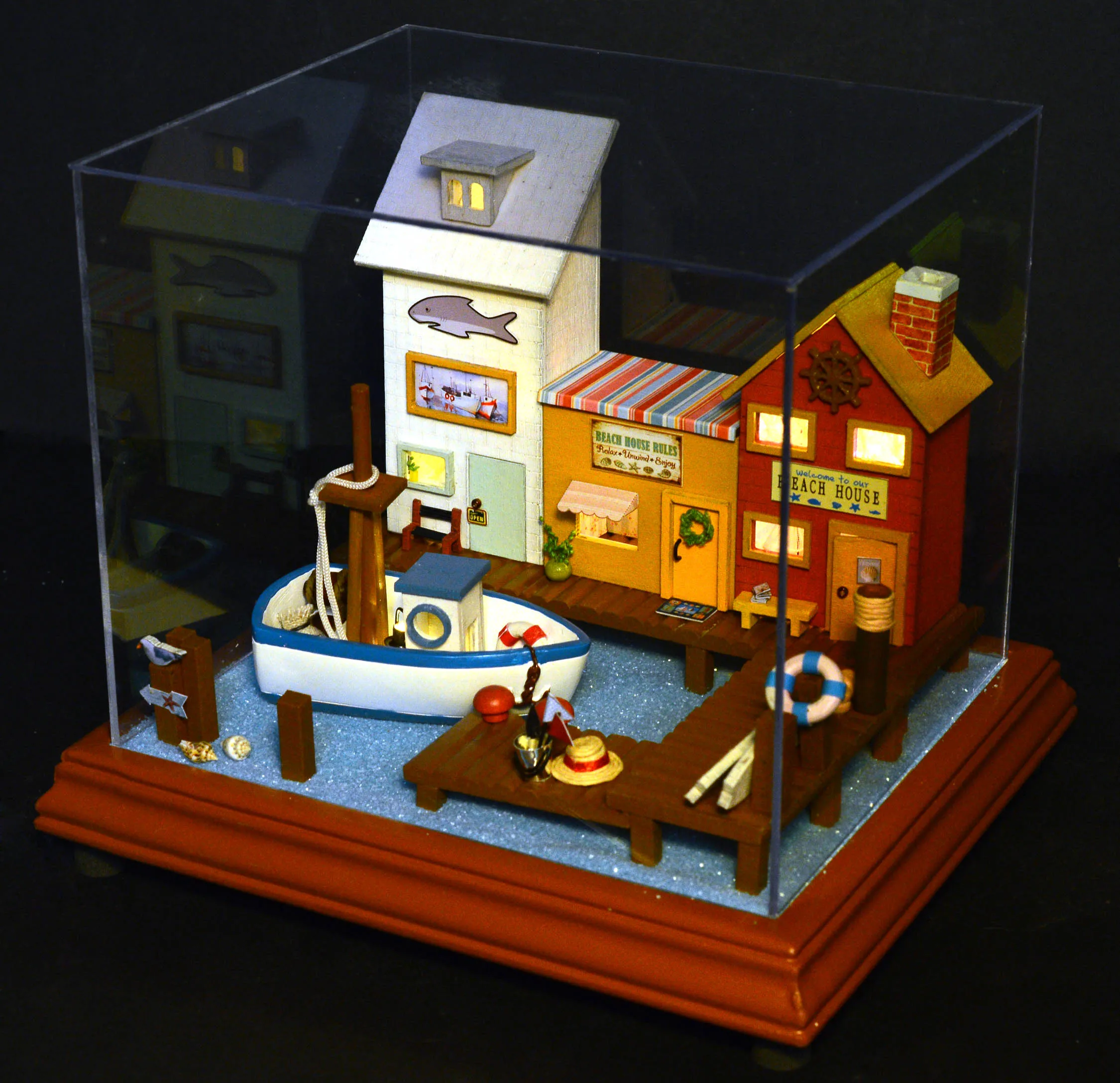 

Assembled model House Set with Furniture Miniature 3D Wooden Dollhouse LED Handmade Toys For Children T016#