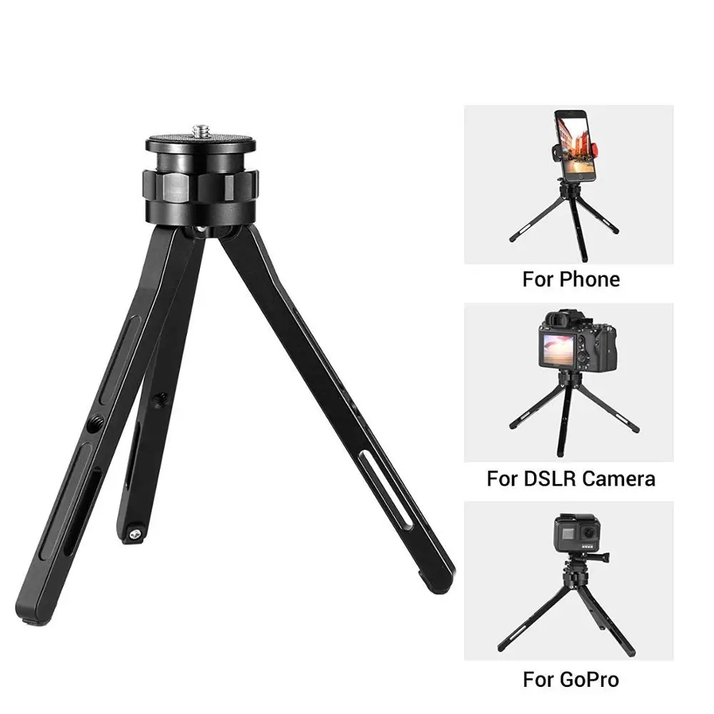 

Anordsem Aluminum Alloy Mini Desktop Tripod Stand Holder for DSLR SLR Camera Phone for Gopro Xiaomiyi dji Sports camera